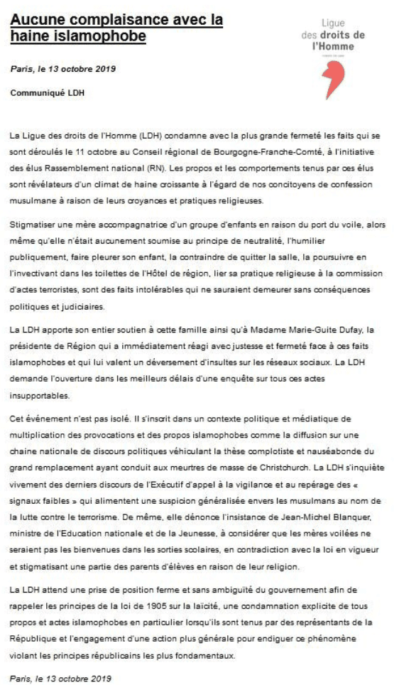 communiqué de presse