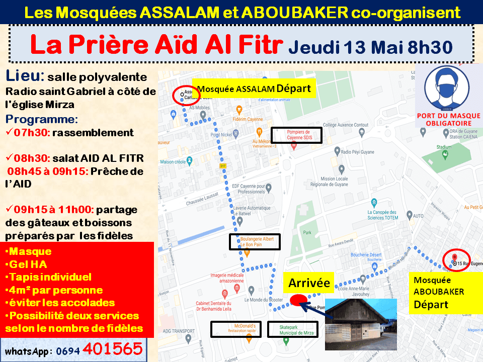 Prière Aïd Al Fitr Jeudi 13 Mai 8h30